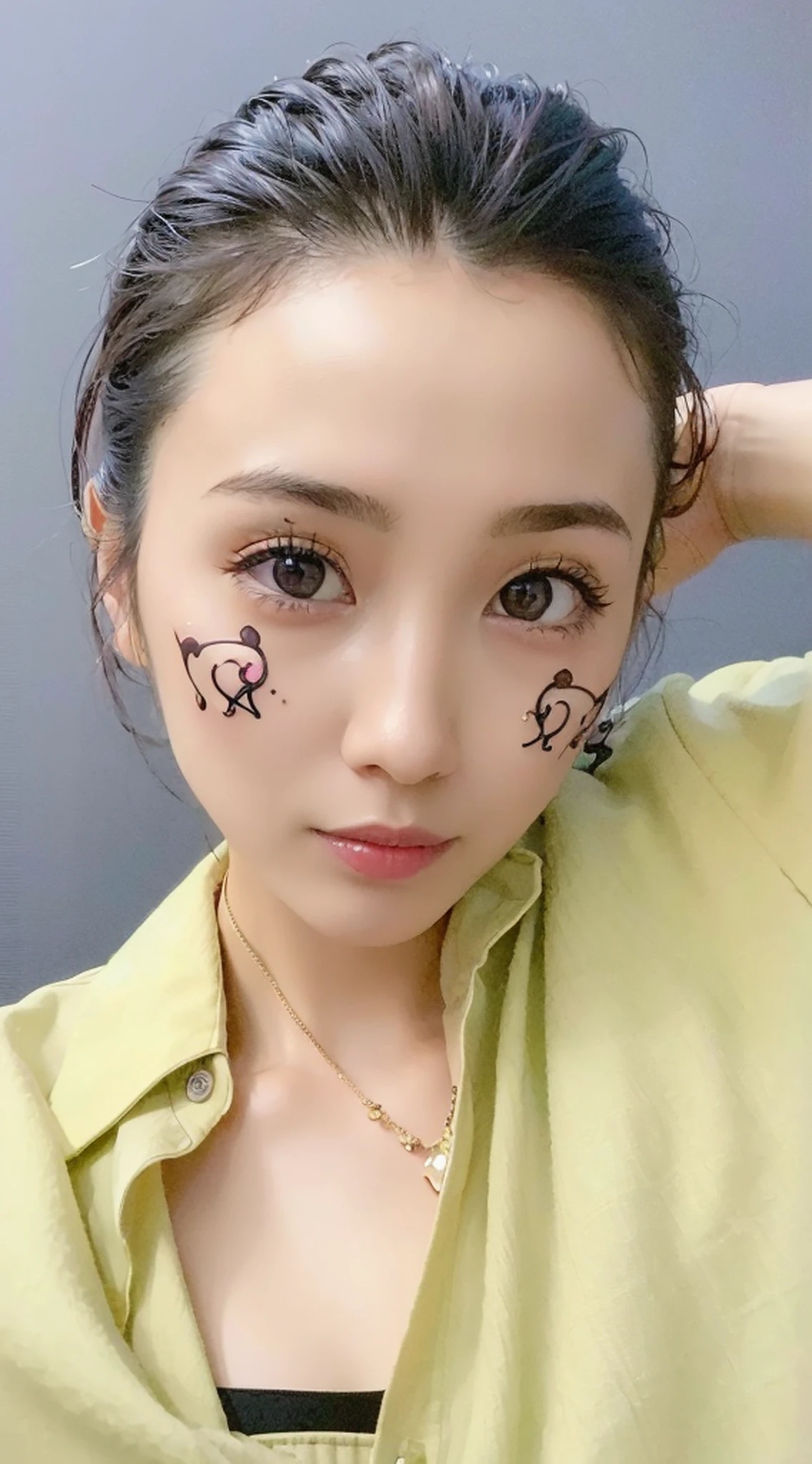 best quality, ultra high res, (photorealistic:1.4), 1girl, nude, small breast,pink nipples, black choker, smile, bare shoulders, solo focus, looking at viewer,fair skin,sunset,cherry tree,photon mapping, physically-based rendering, RAW photo, highly detailed background,kpop idol,depth of field,torii,cherry blossoms,hair ornament,detailed face,shiny skin,game cg,full body,