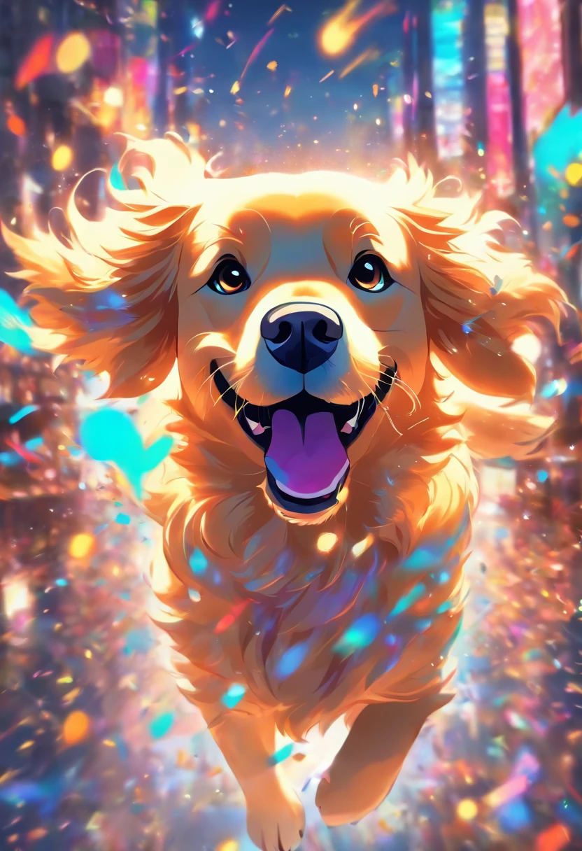 Make colorful pixar drawings of a Golden Retriever dog