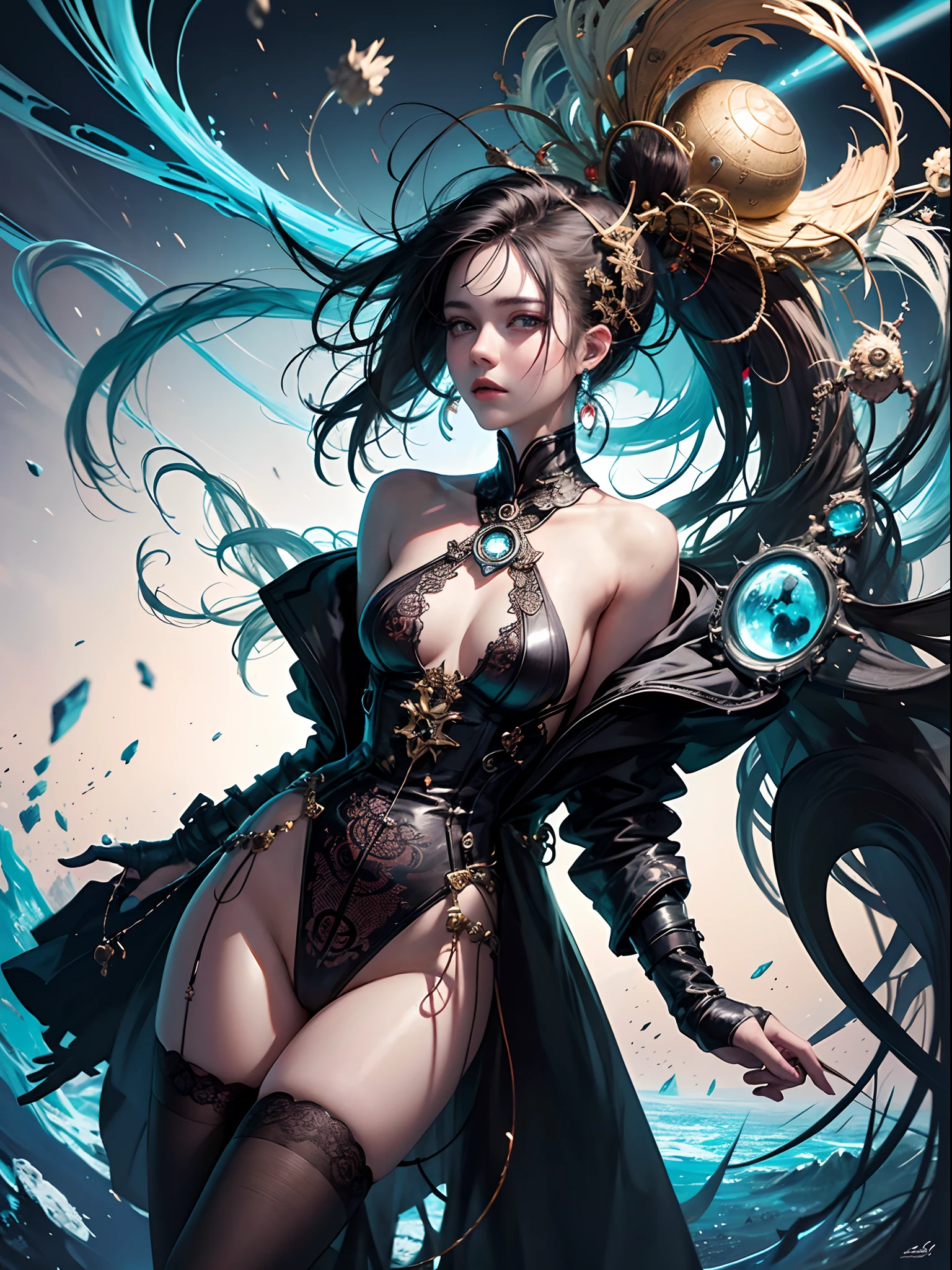 official art, unity 8k wallpaper, ultra detailed, beautiful and aesthetic, masterpiece, best quality, (zentangle, mandala, tangle, entangle), (fractal art:1.3) , 1girl, extremely detailed, dynamic angle, cowboyshot, the most beautiful form of chaos, elegant, a brutalist designed, vivid colours, romanticism, by james jean, roby dwi antono, ross tran, francis bacon, michal mraz, adrian ghenie, petra cortright, gerhard richter, takato yamamoto, ashley wood, atmospheric, ecstasy of musical notes, streaming musical notes visible