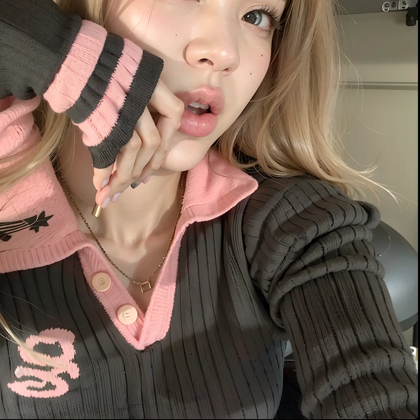 Arafed woman with a pink and black sweater and a pink and black sweater, Parque Roseanne do Blackpink, jossi do blackpink, ela tem um rosto bonito, cooky, Jisoo do Blackpink, jennie blackpink, Pokimane, Ulzzang, linda Delphine, Lalisa Manoban do Blackpink, algum rosa, taken in the early 2020s