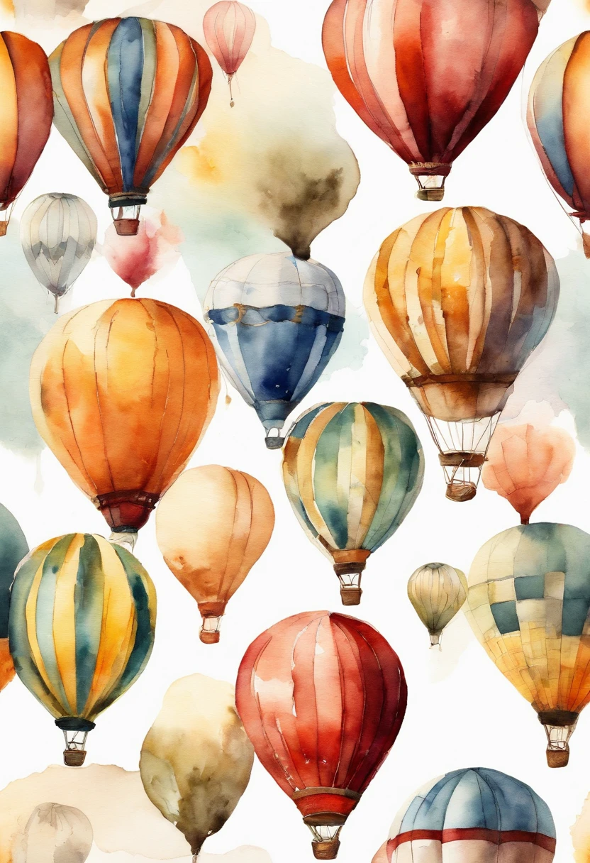 Vintage Watercolor Air Balloons