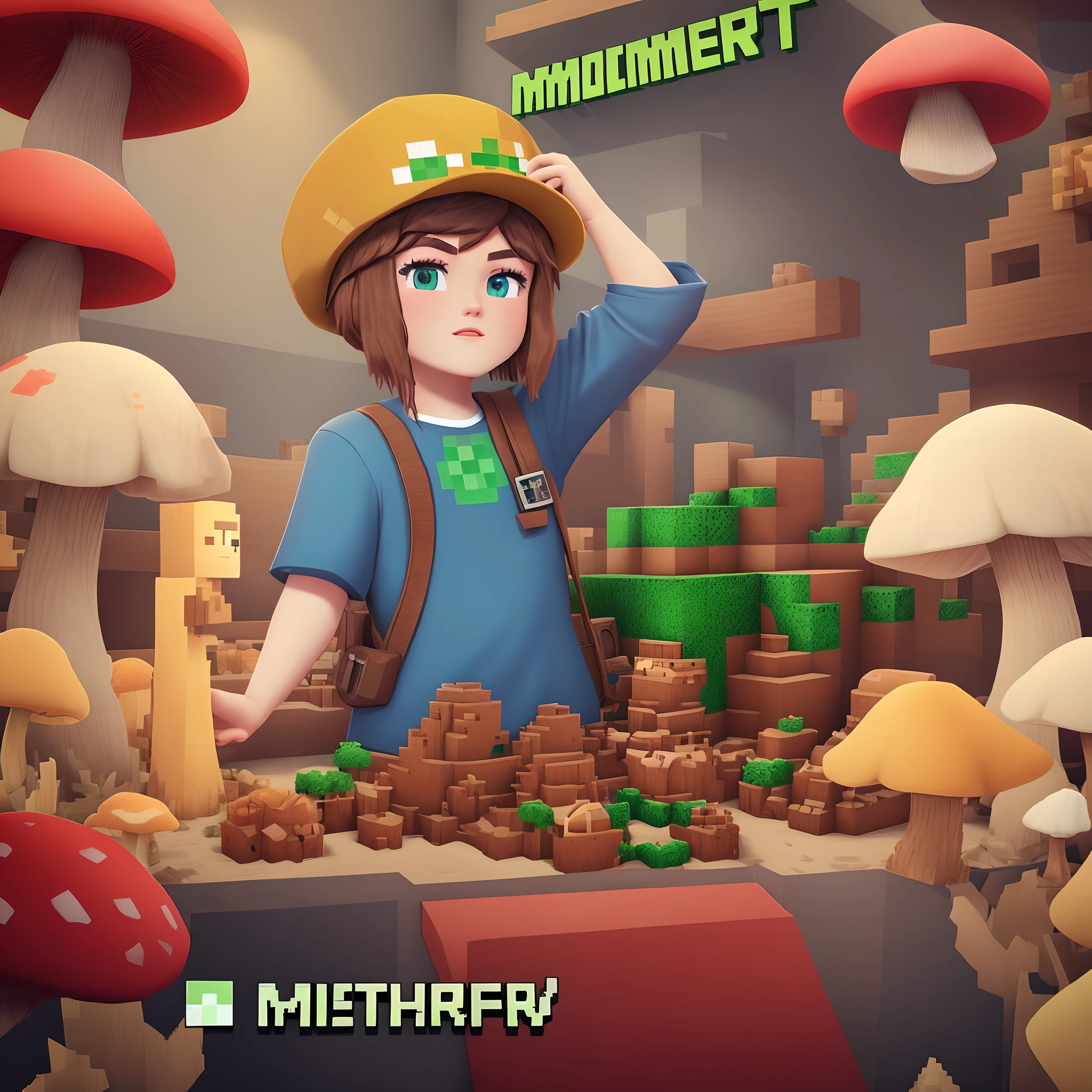 youtuber profile pic for a minecraft youtuber with a mushroom theme