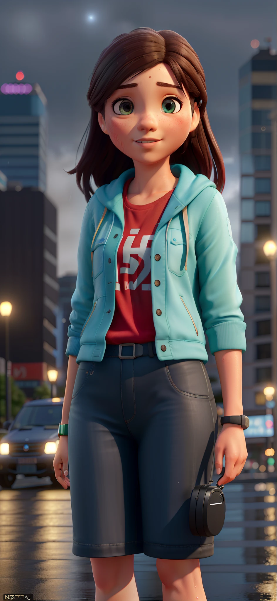 mistura4,(8k, Foto RAW, best quality, senhor:1.2), (Realistic, photo-realistic:1.37),1girl,fofo,Cityscape,Noite,chuva,Wet,professional lighting,photon maping,radiosidade,Physically-based rendering ,