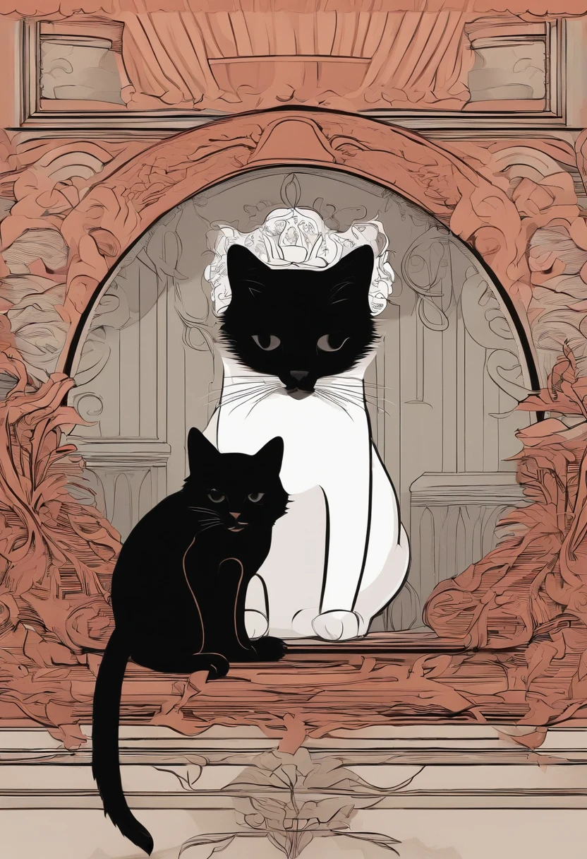 Crie um logotipo com uma de cabelos ruivos segurando um gato preto