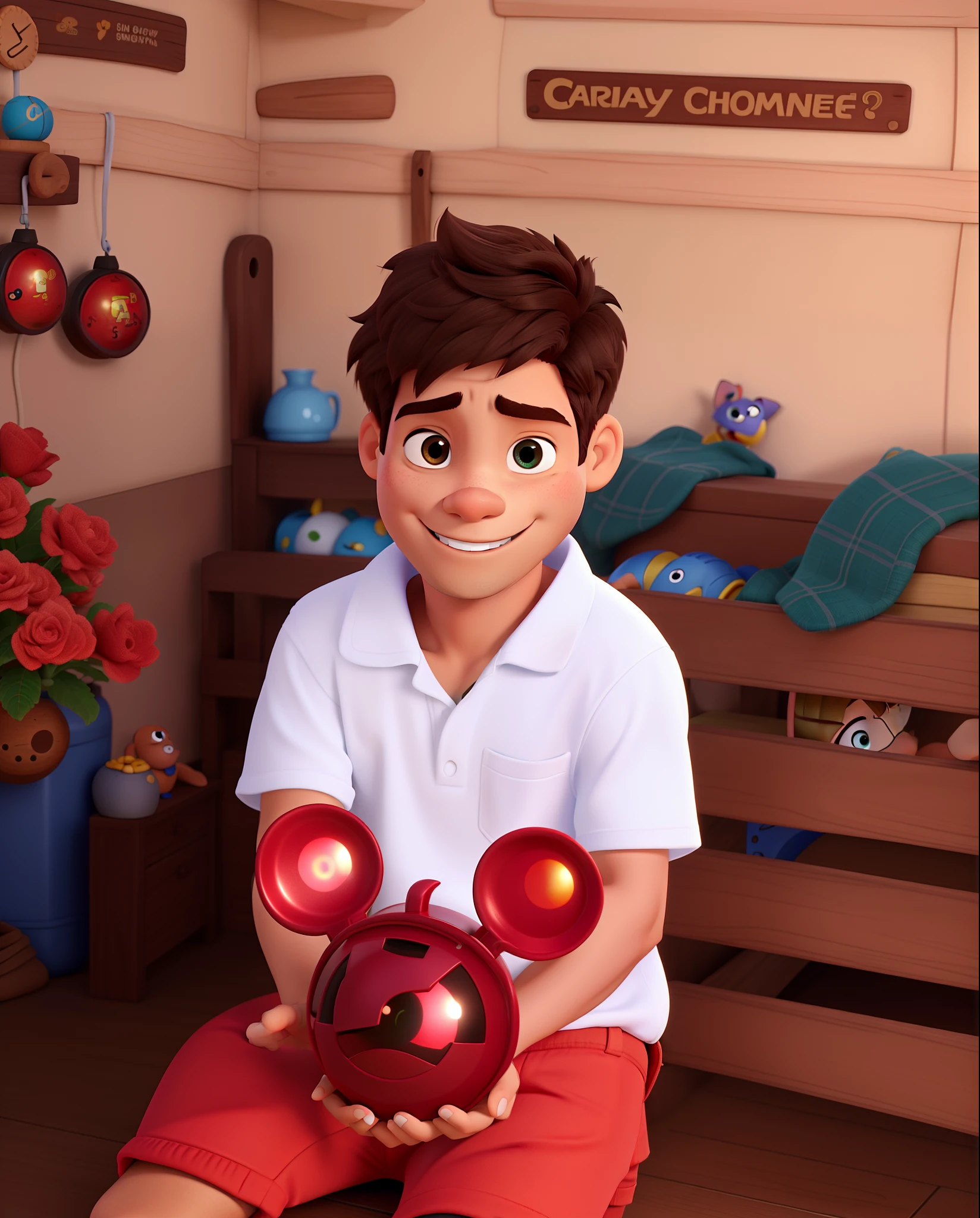 Um garoto de 6 anos estilo Disney pixar, alta qualidade, melhor qualidade