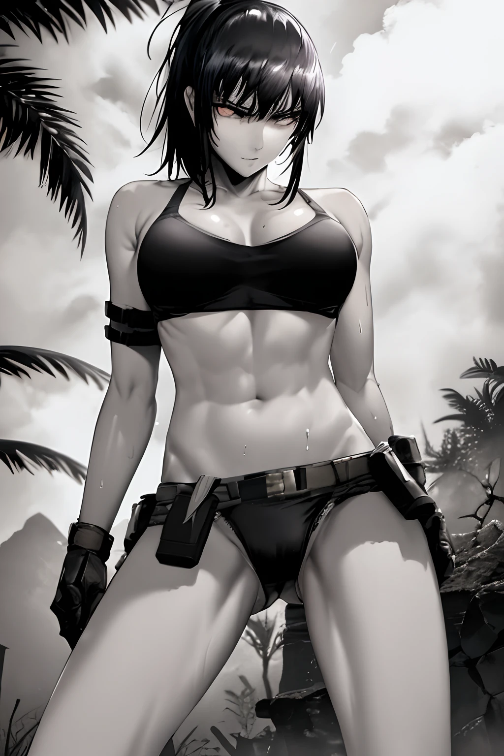 bra and panty, serious, dominant, seductive, sexy, military, desert. Cammo, Tactical. Armor, Sun, hot, Sargent, sleeveless, perfect hands, wet, wetting, summer, water.