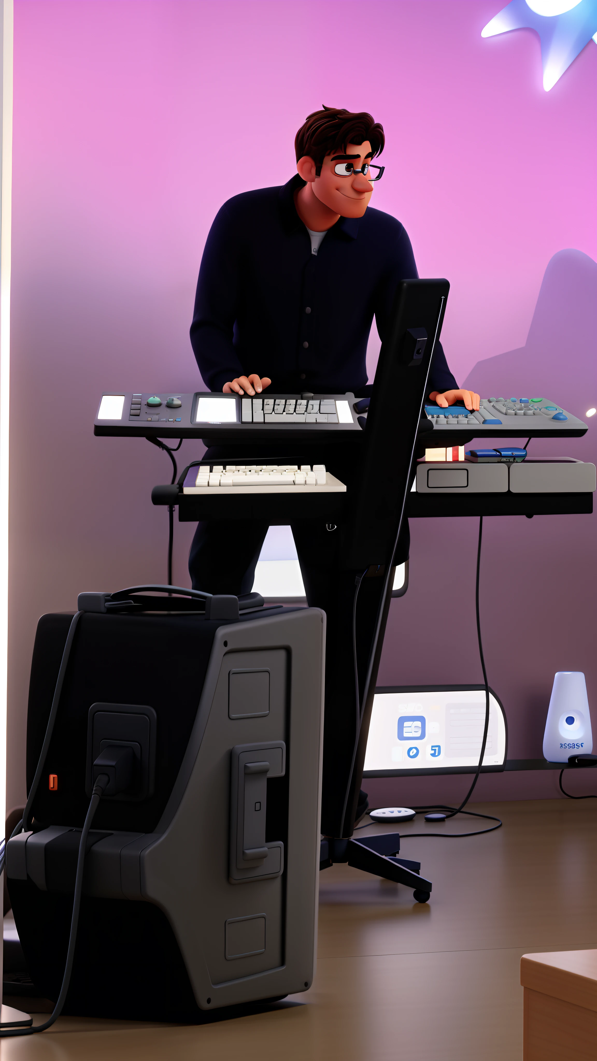 Homem tocando teclado modelo Pixar Disney