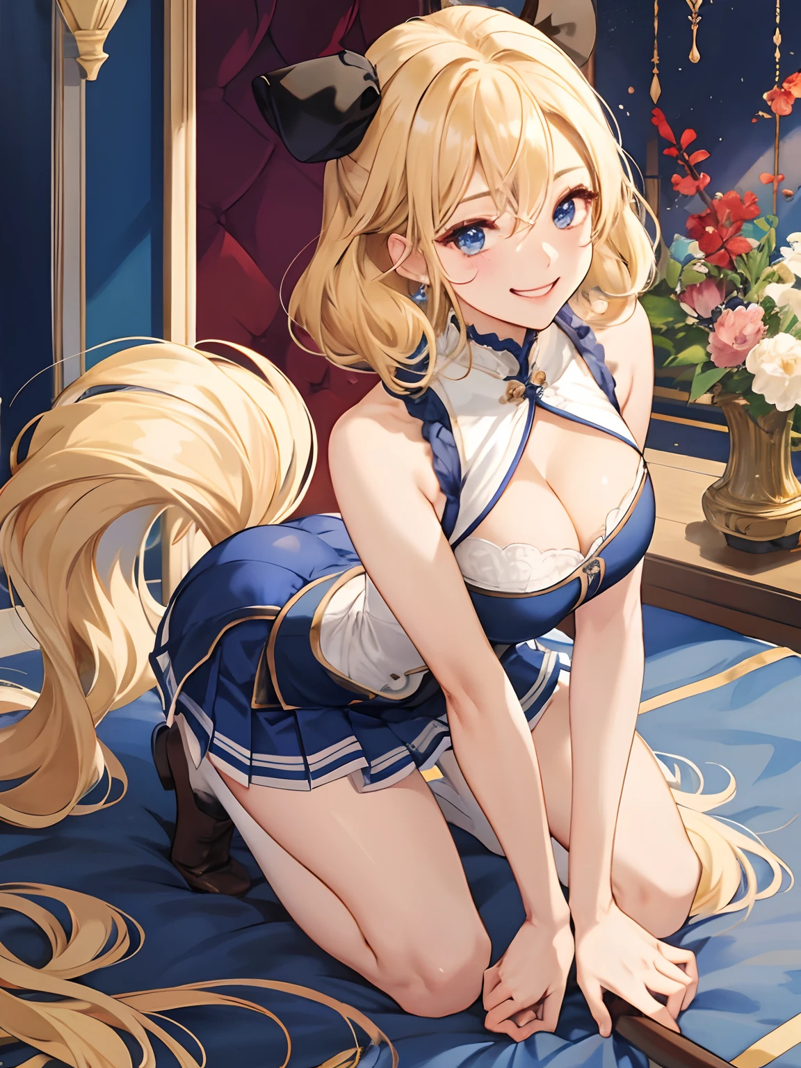 top-quality、realisticlying、slaves、bule、large full breasts、Tight-fitting uniforms、Sheer clothing、skirts that are too short、Not wearing underwear、A smile、big eye、long lashes、Long upper eyelashes、a blond、cute little、Beautie、A sexy、darkened room、full body Esbian、submissive look、Submissive smile、Flushed cheeks、Kamimei、Big buttocks、thin-waist、Stick your butt out on all fours、Sleeveless、cleavage of the breast、visible from the side、Sexy armpits、Voluptuous thighs