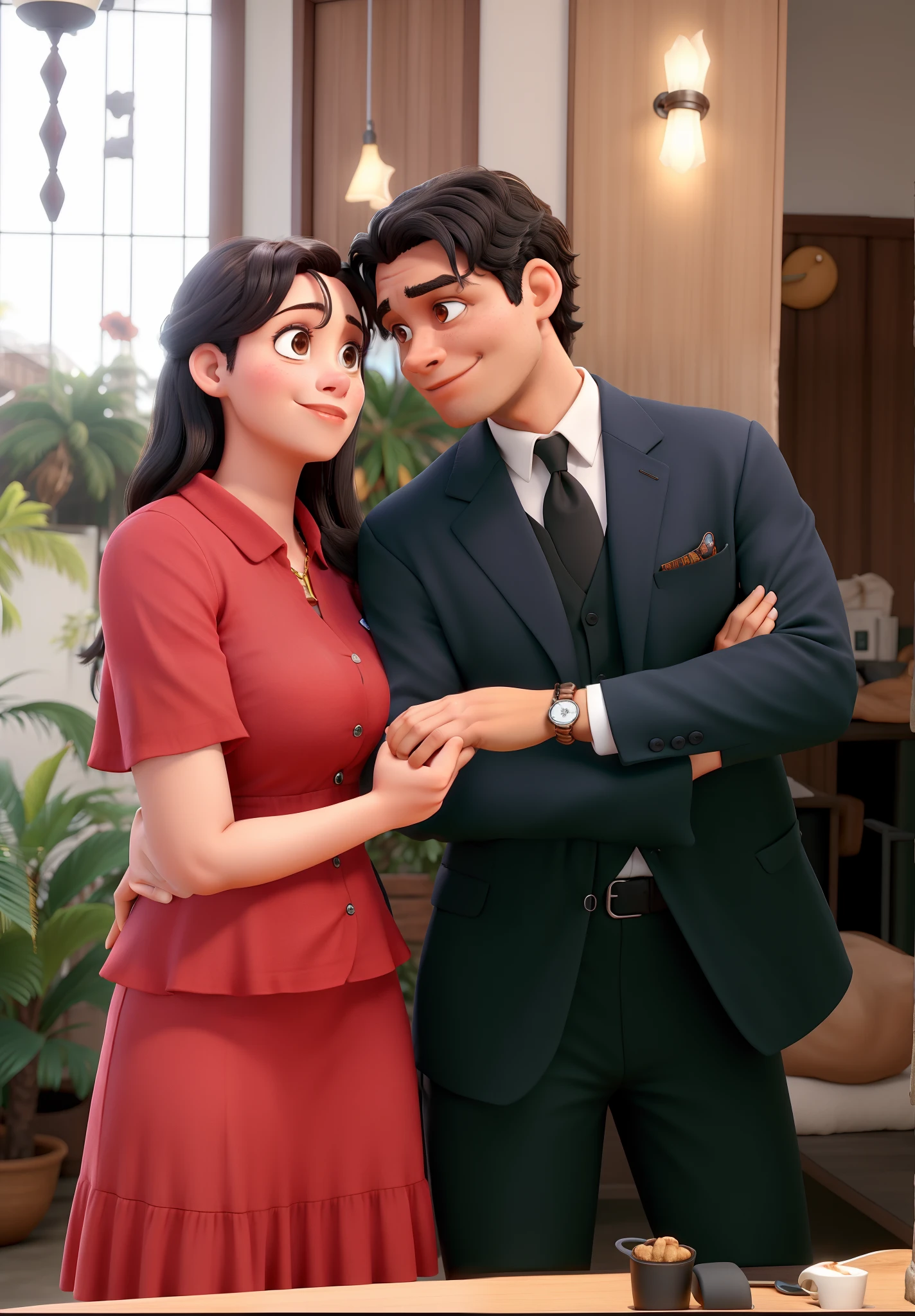 casal no estilo pixar, alta qualidade com muitos detalhes