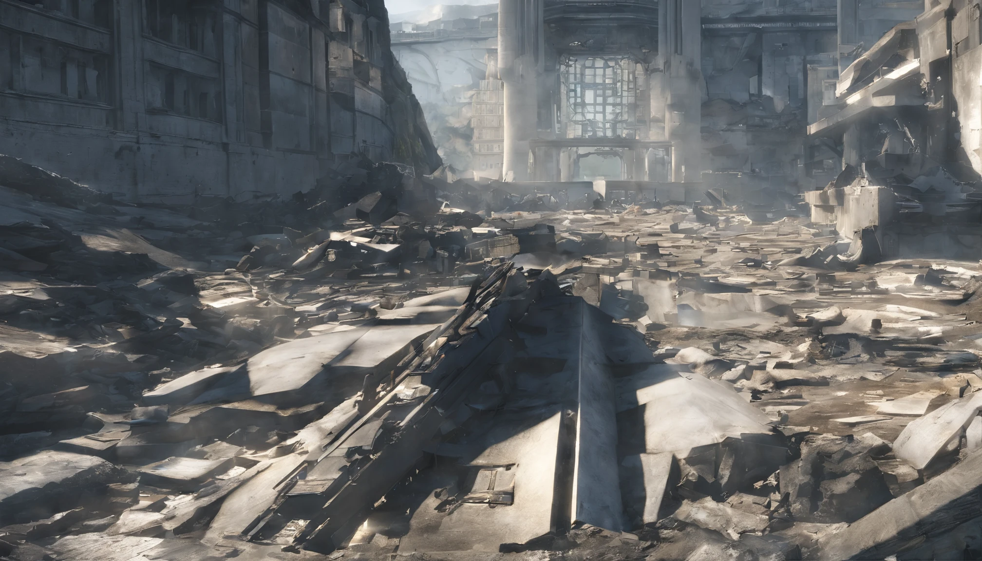 Create an image of a post-apocalyptic scenario:
1. Fundo:
- Defina um fundo sombrio e desolado, Depicting a world in ruins.
- Use grayish and dark tones to convey the decadence of the room.
- Add corroded buildings to the background, partially destroyed.
2. personagem:
- Adicione a figura de Finn O'Connor, um jovem de quatorze anos, Em primeiro plano.
- Describe your white hair that goes down to your waist, com uma mecha preta distinta.
- Dress him up in shabby boots and a vest that resembles a fusion of technology and flesh.
3. Ambiente:
- Create a street full of shards of glass and concrete beneath Finn's feet.
- Represent the shabby boots by smashing the wreckage, levantando nuvens de poeira.
- Add debris from surrounding buildings, Hinting at a devastated scenario.
4. Este:
- Mostre Finn passando os dedos pelos entulhos, Capturing the rough and dirty texture.
- Display the dust rising from the wreckage, Indicating the decay of the world.
Be sure to capture the dark and desolate atmosphere of the setting and Finn's presence as the main character. Use tones and textures to convey a sense of abandonment and despair.