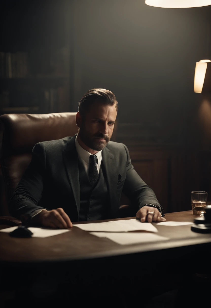 A Man Who Succeeded at the Desk Sitting Like Alpha