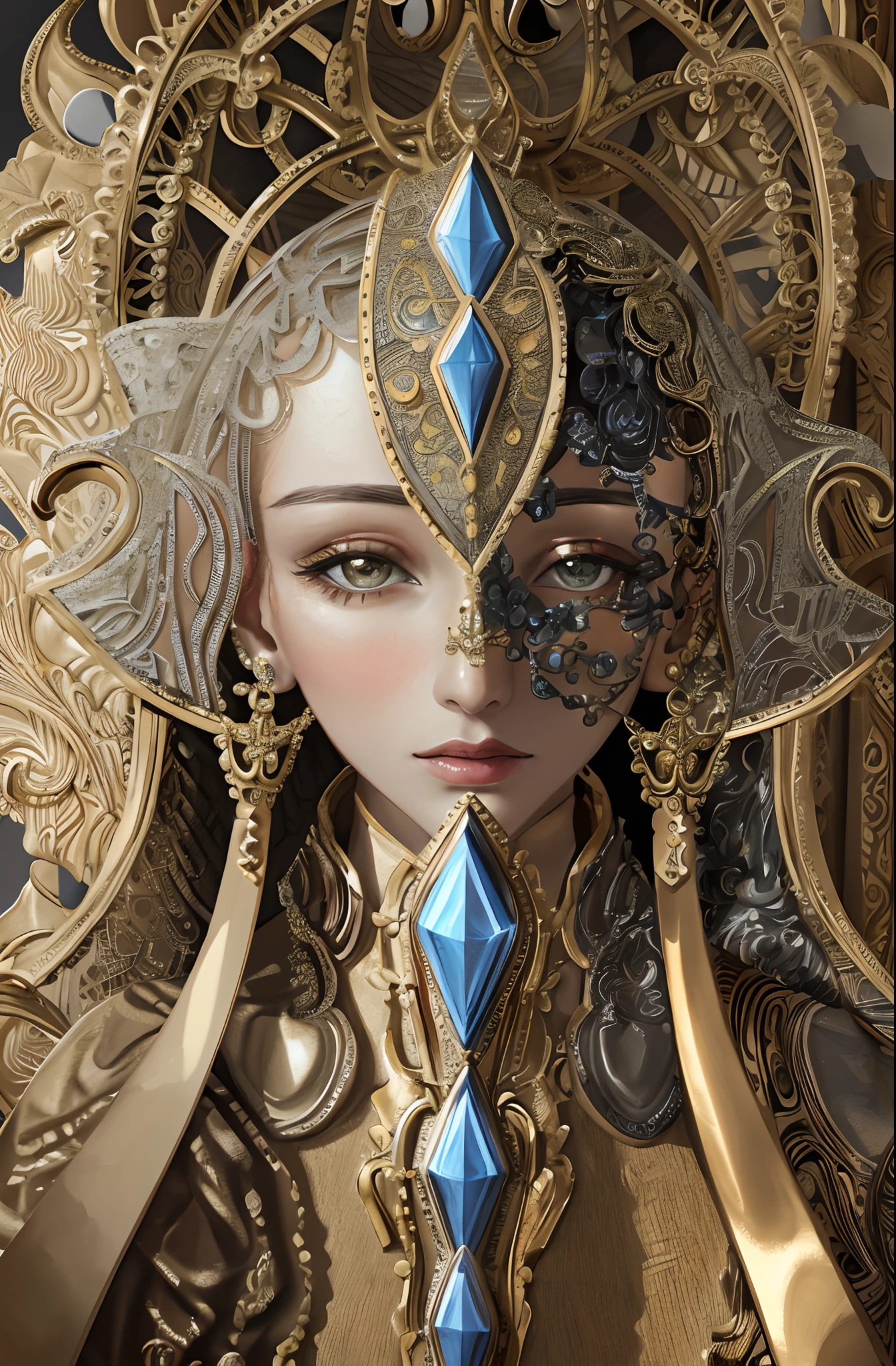 (Masterpiece, Top Quality, Best Quality, Official Art, Beauty and Aesthetics: 1.2), (1girl: 1.3), Very Detailed, (Fractal Art: 1.1), (Color: 1.1), Most Detailed, (Zentangle: 1.2), (Dynamic Pose), (Abstract Background: 1.5), (Shiny Skin), (Multiple Colors: 1.4), (Earrings: 1.4),