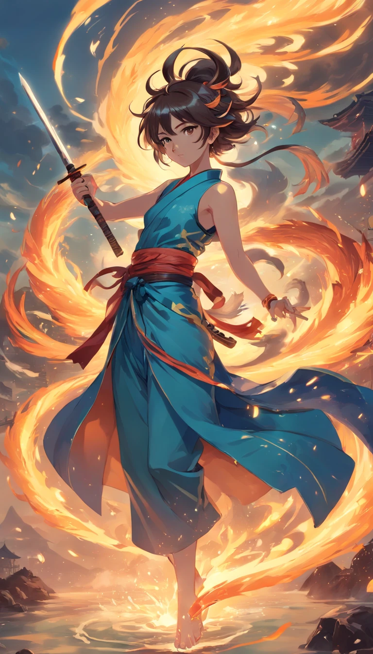 tmasterpiece，best qualtiy，超高分辨率，Detailed details，A picture of a demon with a sword，beautiful male god of death，详细的脸，mohrbacher，inspired by Shunkōsai Hokushū，in the artistic style of mohrbacher，asura from chinese myth、the god of chaos，Inspired by Ryūkōsai Jokei，in style of peter mohrbacher
