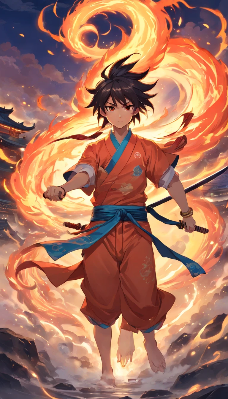 tmasterpiece，best qualtiy，超高分辨率，Detailed details，A picture of a demon with a sword，beautiful male god of death，详细的脸，mohrbacher，inspired by Shunkōsai Hokushū，in the artistic style of mohrbacher，asura from chinese myth、the god of chaos，Inspired by Ryūkōsai Jokei，in style of peter mohrbacher