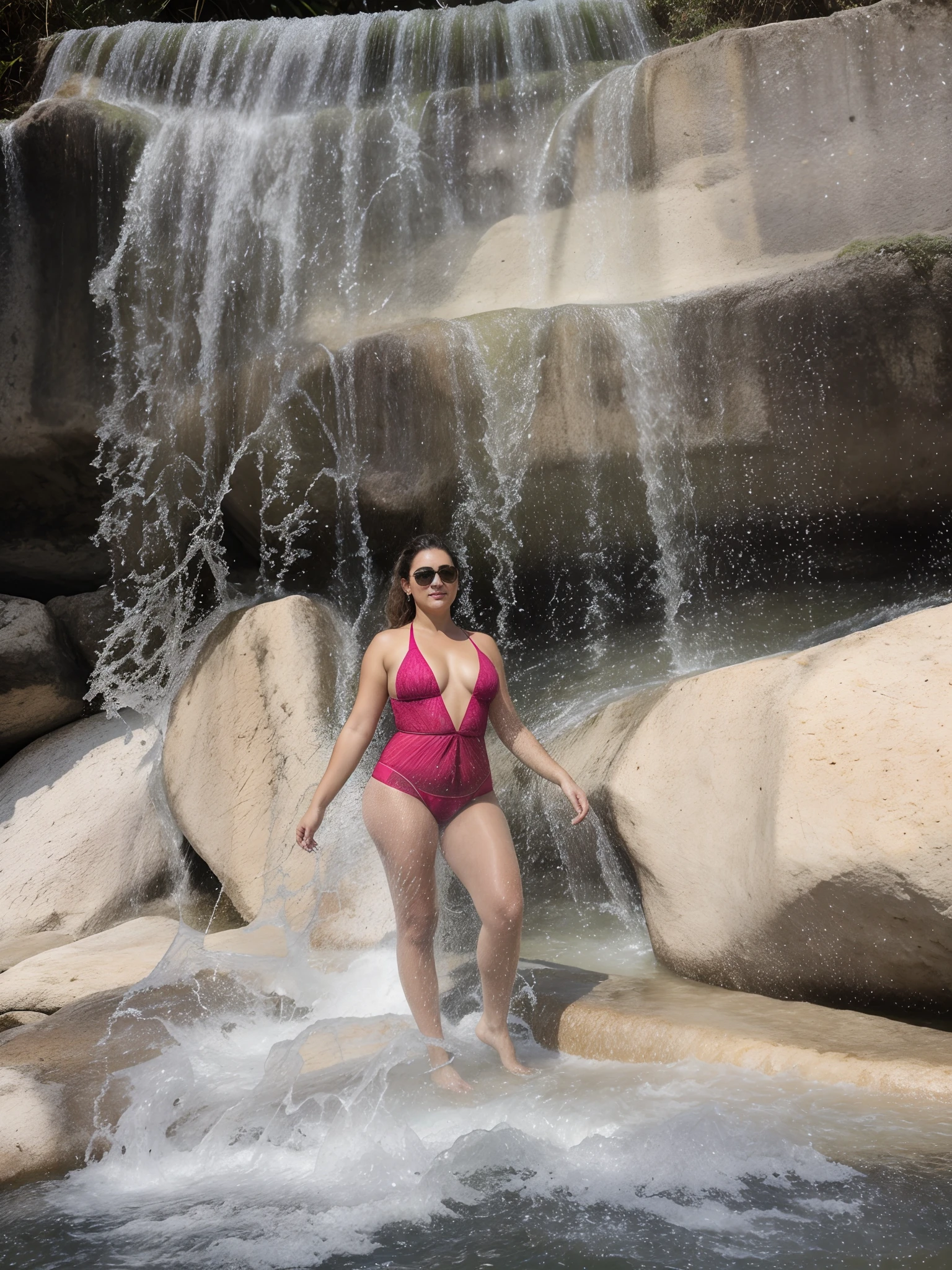 Roupa de banho muito fina e transparente , transparente mostrando os seios e a vagina