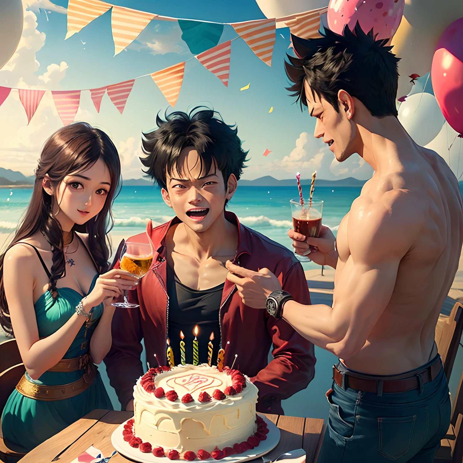 luffy having birthday party