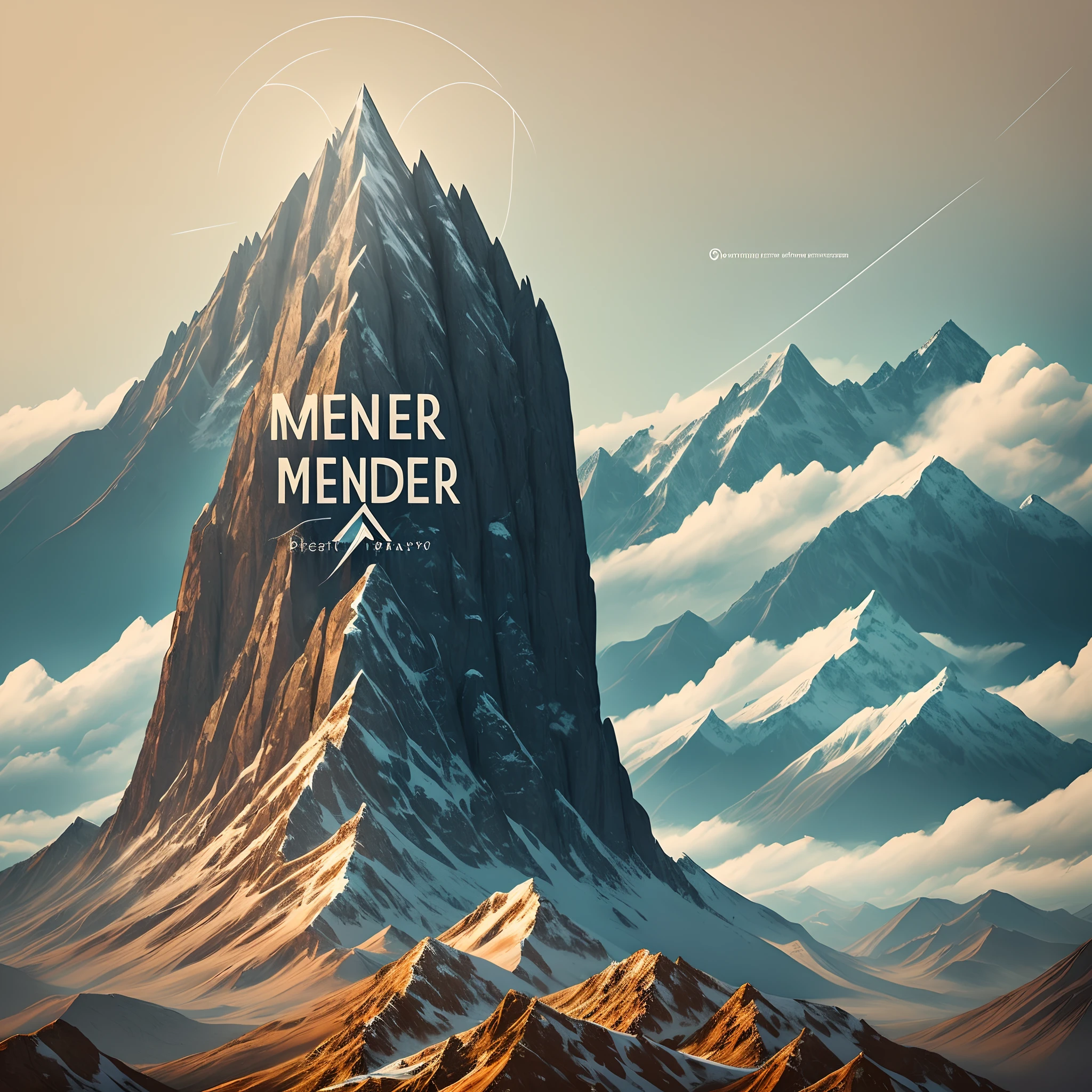 Create a business logo for a physical therapy business called Physio Mender. Use a mountain for background and modern text for the words.