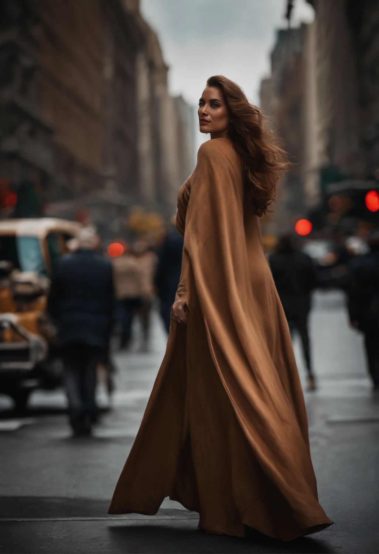 mulher ruiva bonita, cabelos cacheados avermelhados, Muito bonito, 18 anos. (walking down 5th avenue in New York), (She is completely naked covered with a long cloak, Open to the photographer's camera), (Foco frontal, nu frontal), Long hair down to the middle of the back, pele detalhada com manchas , abdomen, Realistic photography, fotografia, (cintura perfeita), (totalmente nu), totalmente nu, piece of master, Realistic, realismo, renderizado, alto contraste, Digital Art Trend Realistic Photography in Artstation 8k HD Realistic High Definition Detailed, circunstanciado, textura da pele, hiper detalhado, textura de pele realista, (Bastidores, in a historic city, cidade antiga), melhor qualidade, ultra high-resolution, (fotorrealista: 1.4),, Very high resolution, circunstanciado, Fotografia RAW, Sharp, by Lee Jeffries Nikon D850 film Stock Photography 4 Kodak Portra 400 camera F1.6 Lenses, Rich Colors, Hyper Realistic Texture, Trend Dramatic Lighting Unrealengine in ArtStation Cinestill 800,