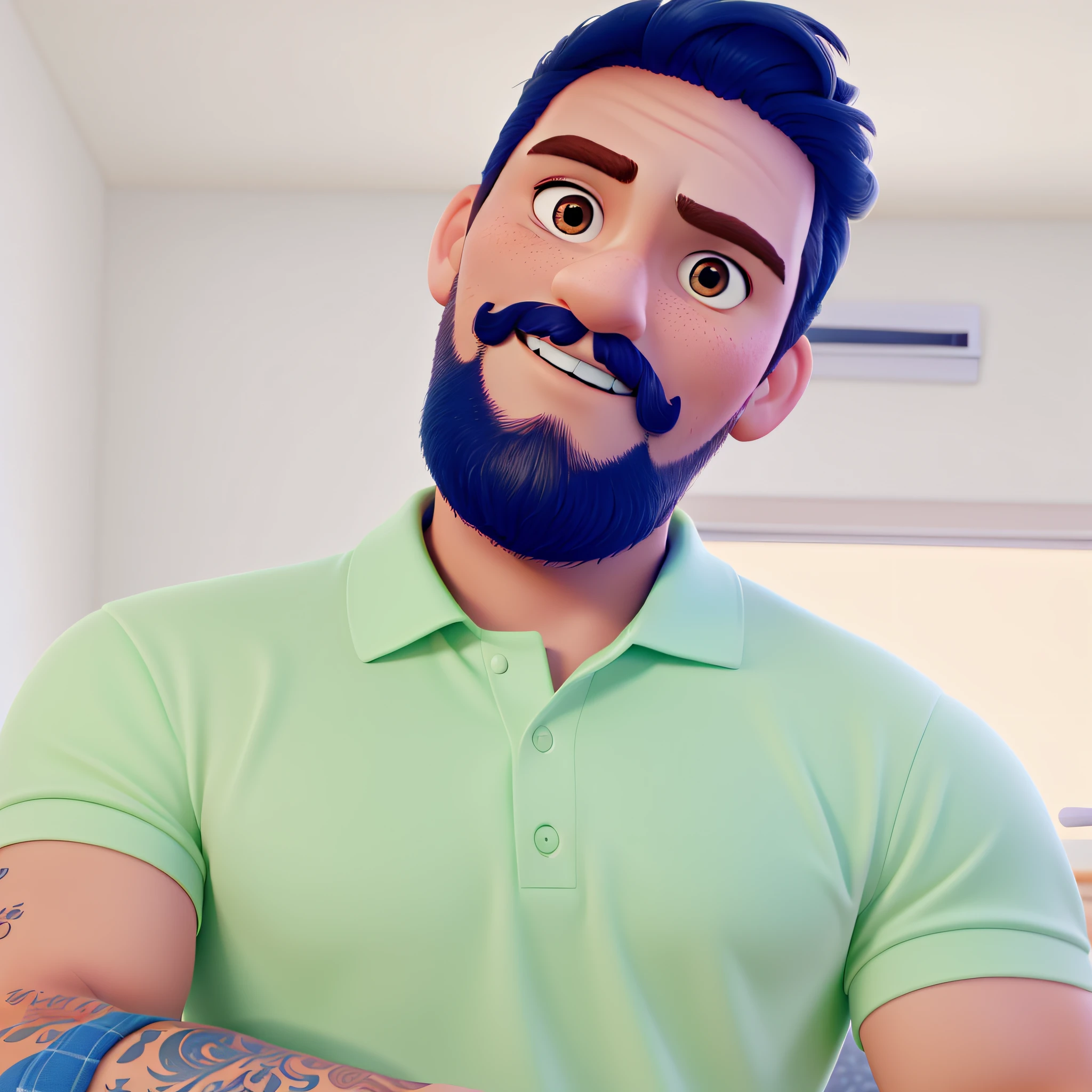 Um homem moreno estilo Disney Pixar, alta qualidade, melhor qualidade.