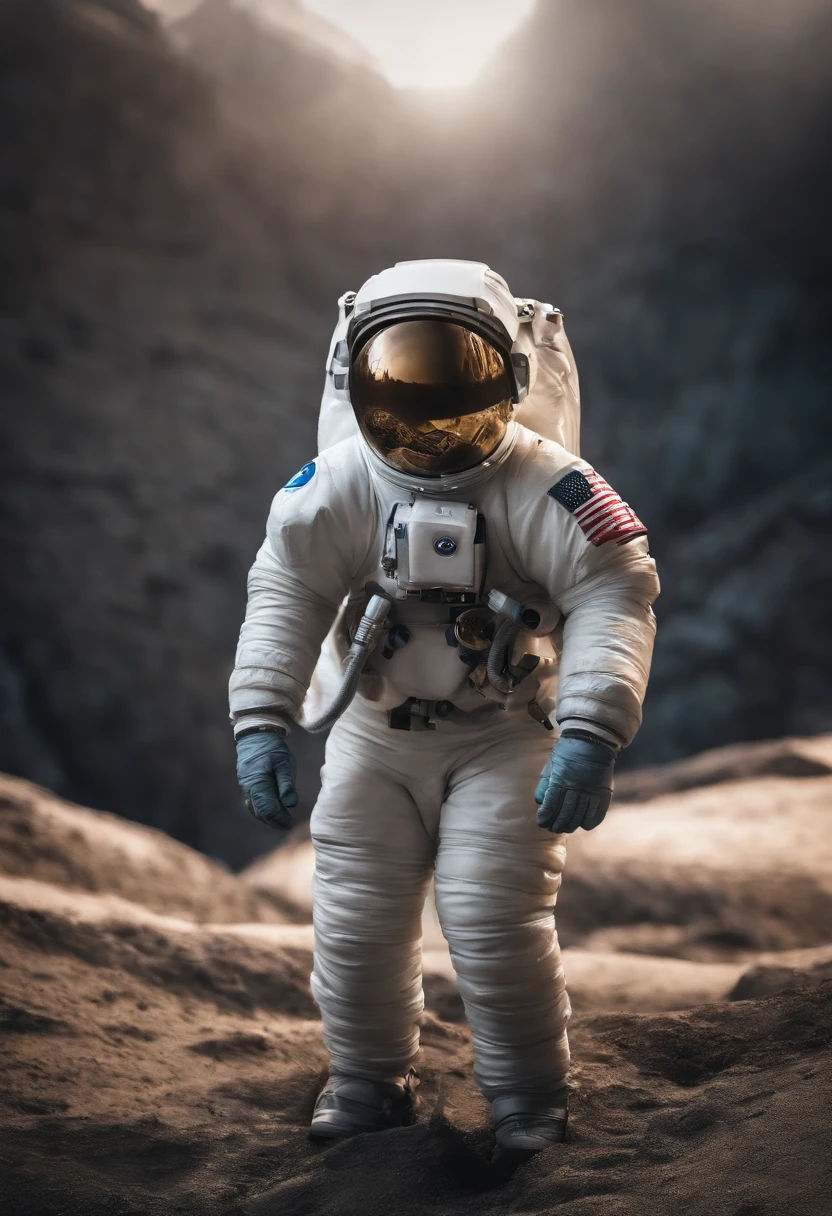 A Yeti astronaut floating in open space. The astronaut can't take too much space in the frame,
A cool but subtle planet/system/star element in the background
The astronaut actually being a yeti (or some abstract hint of a yeti in the image as a reference to a mascot that is used)
The astronaut having some kind of beer in his hand