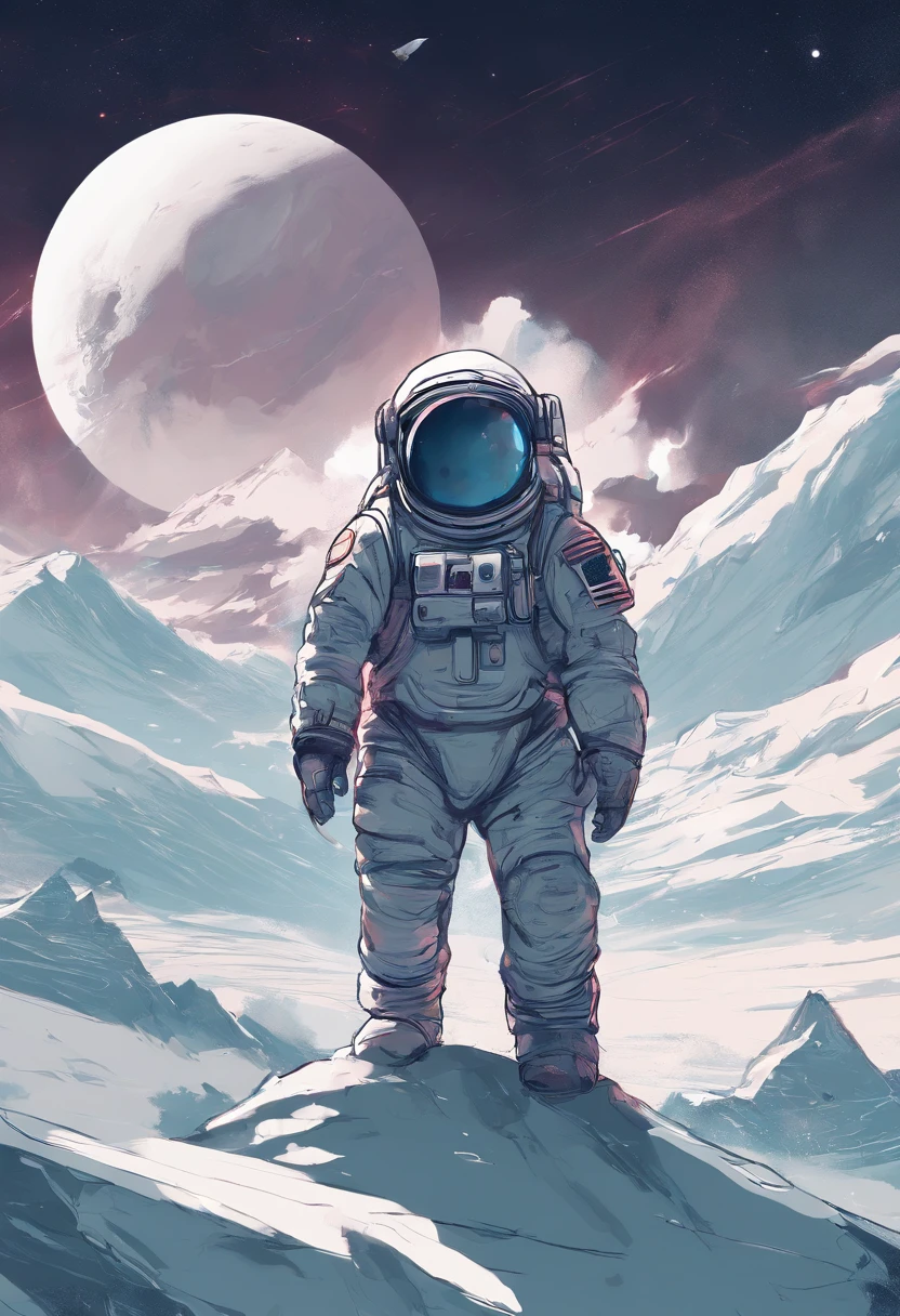 A Yeti astronaut floating in open space. The astronaut can't take too much space in the frame,
A cool but subtle planet/system/star element in the background
The astronaut actually being a yeti (or some abstract hint of a yeti in the image as a reference to a mascot that is used)
The astronaut having some kind of beer in his hand