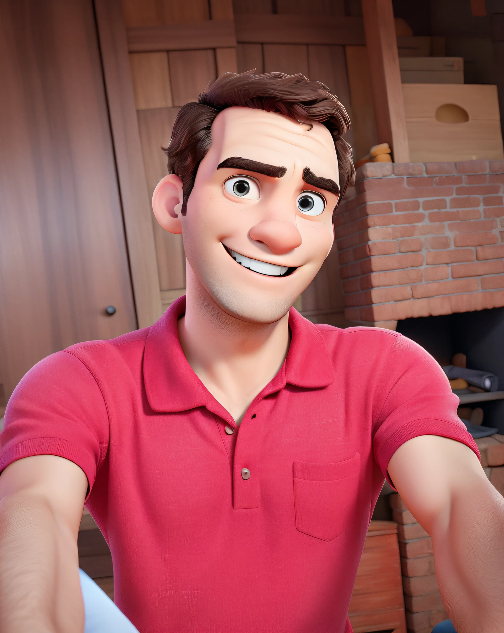 Um homem estilo Disney Pixar, maior qualidade, melhor qualidade.