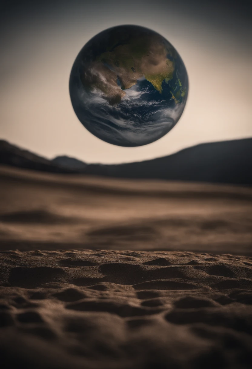 An empty space with a 1/4 of earth on the bottom