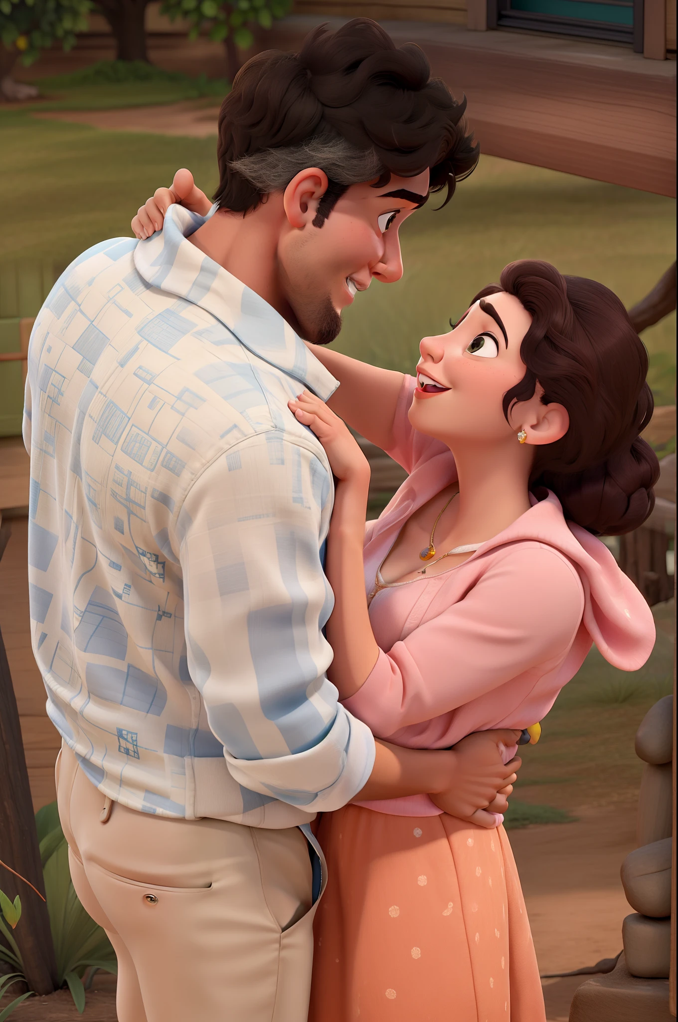 Um casal no estilo Disney Pixar, alta qualidade, melhor qualidade.