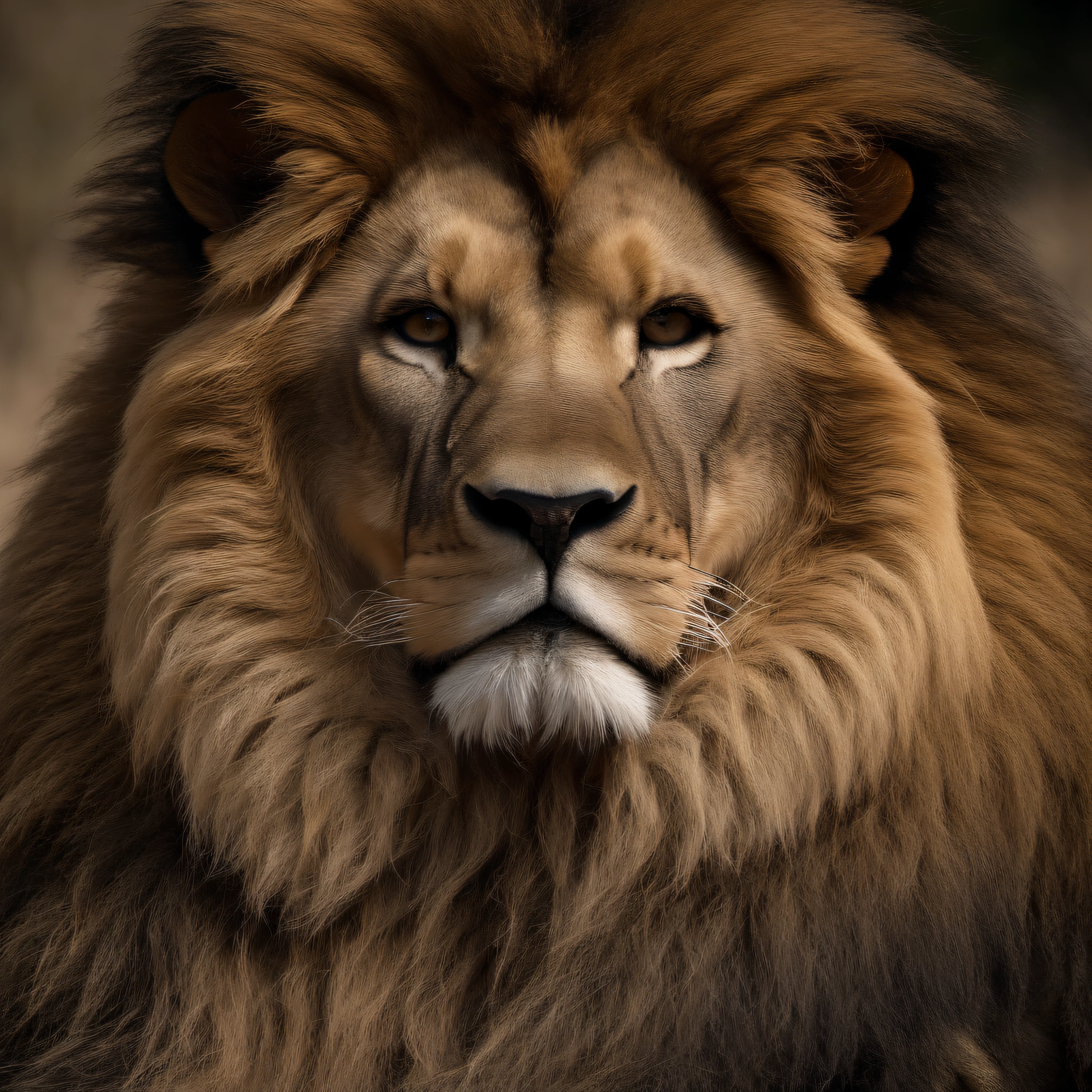 (masterpiece, best quality;1.3), extremely detailed ,ultra detailed,  ((a lion is looking forward, ready to hunt))
