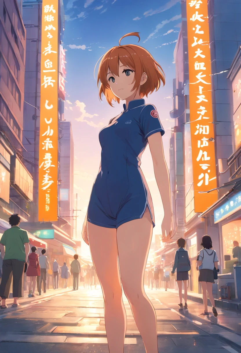 best quality, masterpiece, highres, detailed, perfect anatomy,  SoraDigi,  blue helmet, brown hair, brown eyes, red gloves, yellow shirt, jeans, city, lost, female , flat chest,1girl,masterpiece, expensive quality, very_expensive_solve, big_file size, full color,(completely :1.2),pusslles,vaginal s