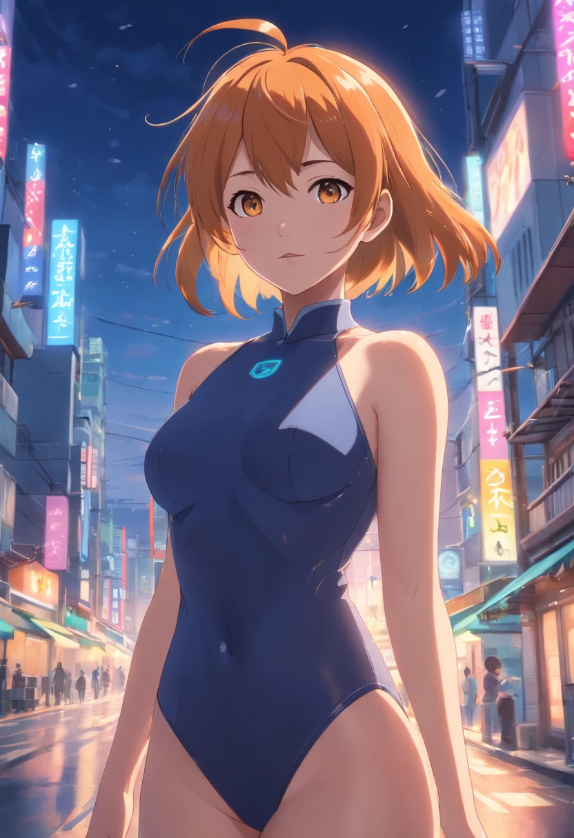 (best quality,4k,8k,highres,masterpiece:1.2),ultra-detailed,(realistic,photorealistic,photo-realistic:1.37),illustration,curvy female figure,orange hair,big breasts,big buttocks,full-body black bodysuit,yellow eyes,thick thighs,short bob haircut,wide hips,vibrant colors,dimmed lighting