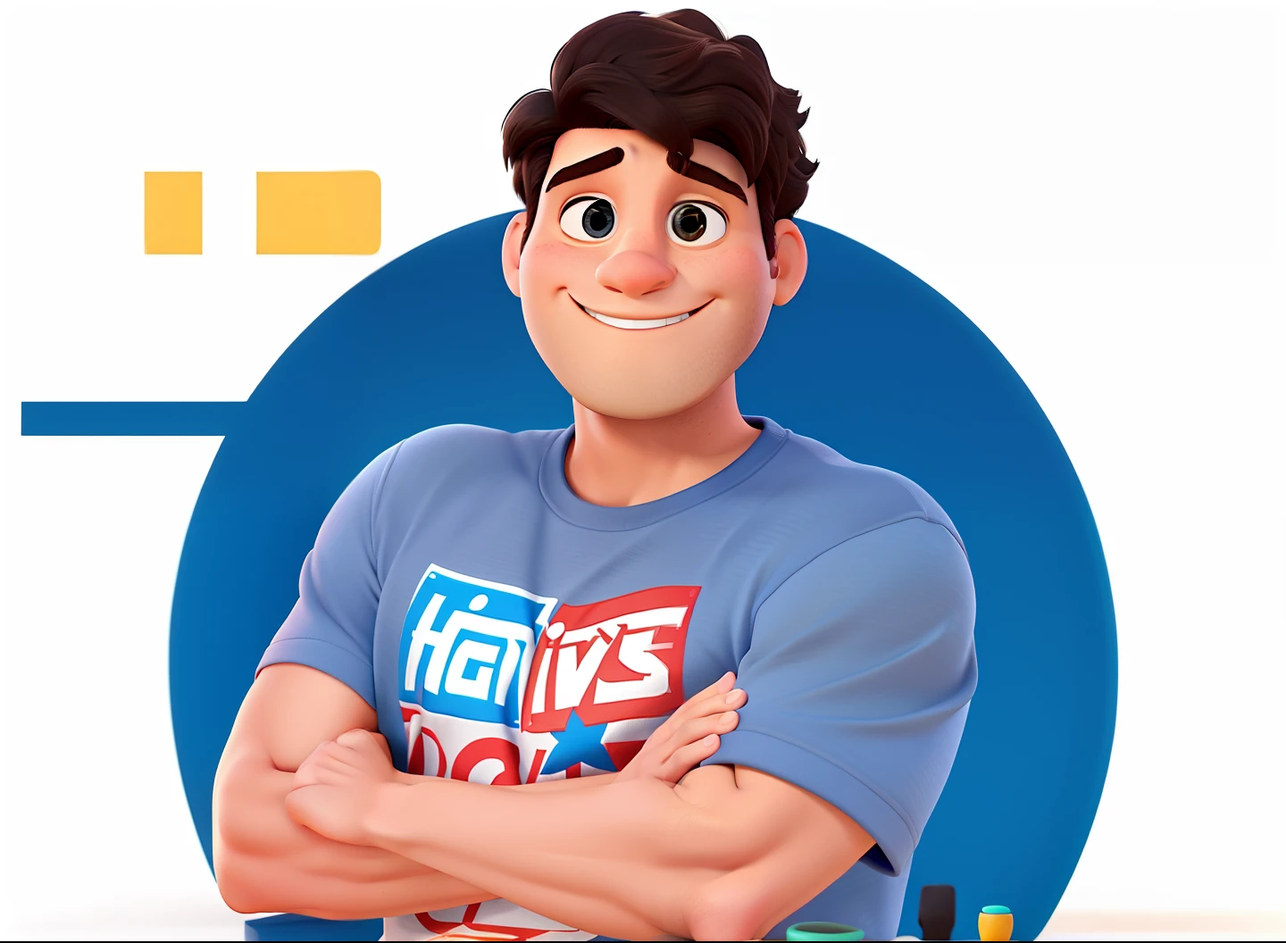 Um homem no estilo Disney Pixar, maior qualidade, melhor qualidade