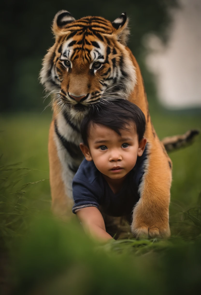 small bangladeshi girl on a tiger