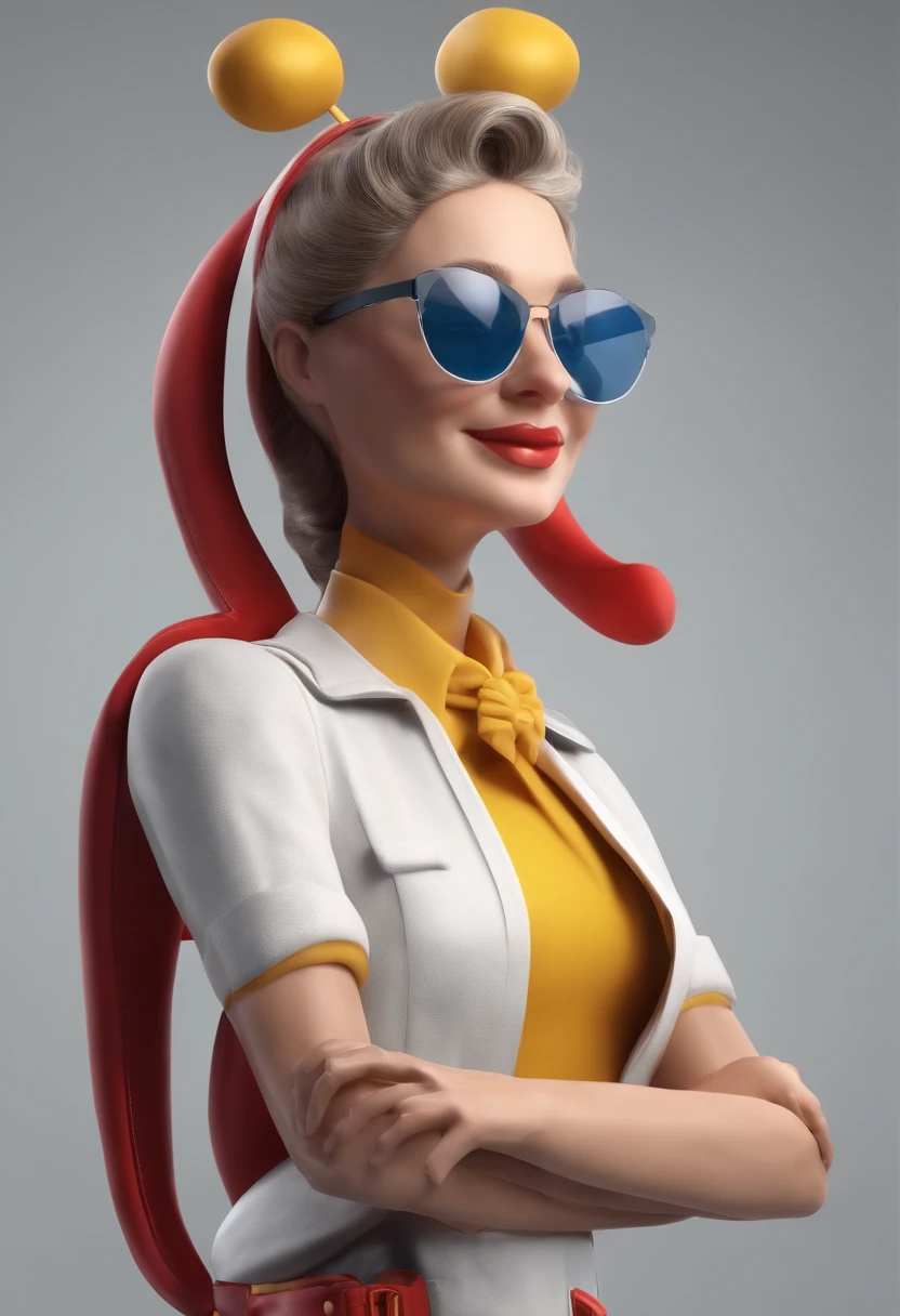 Um personagem de Formiga smiliguidos vestindo roupas, segurando um cartaz em branco, estilo 3D render