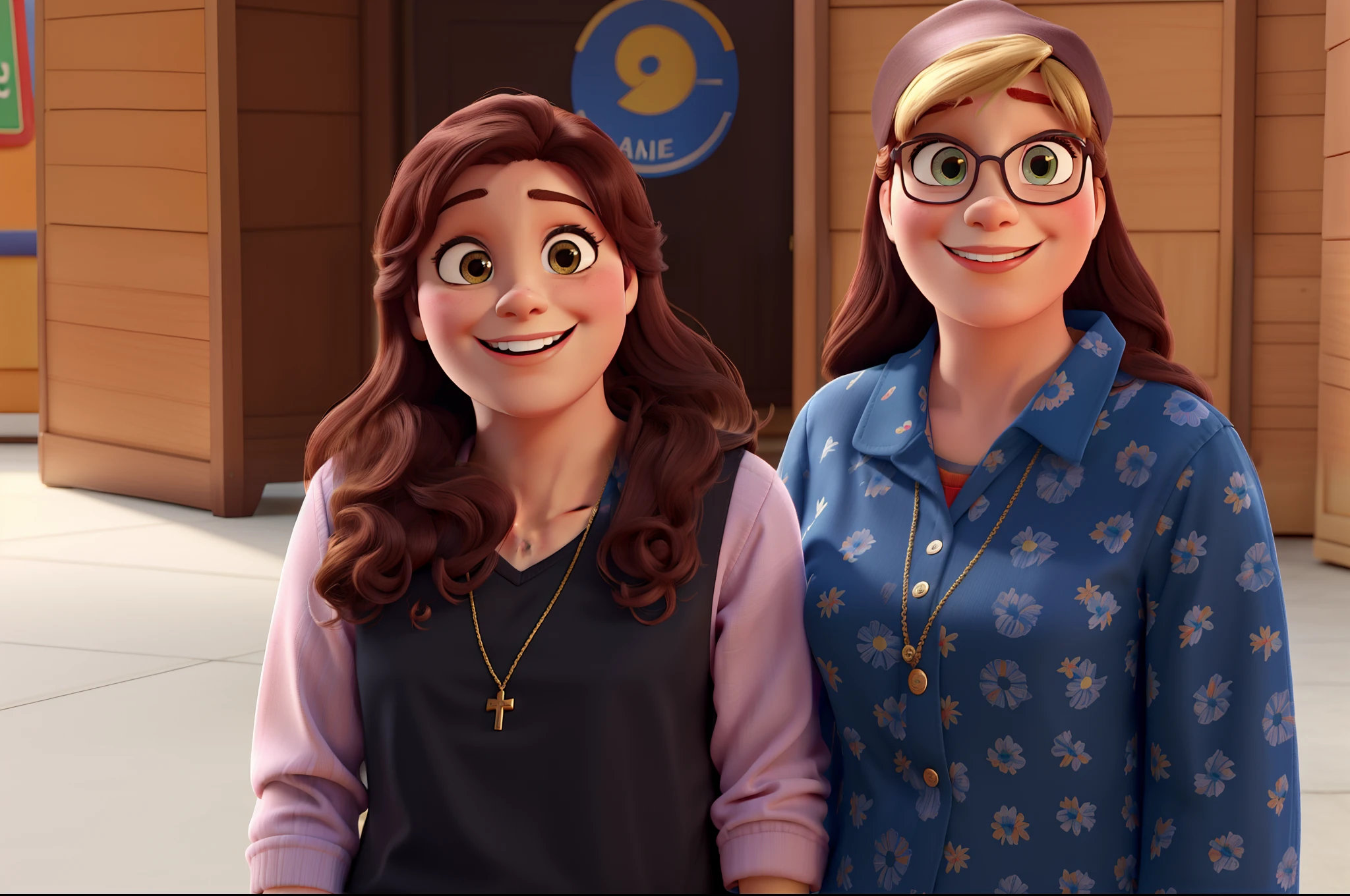 Banner de um filme, with the title "Come and be a Pauline Sister", com duas mulheres sorridentes, estilo disney pixar, alta qualidade, melhor qualidade
