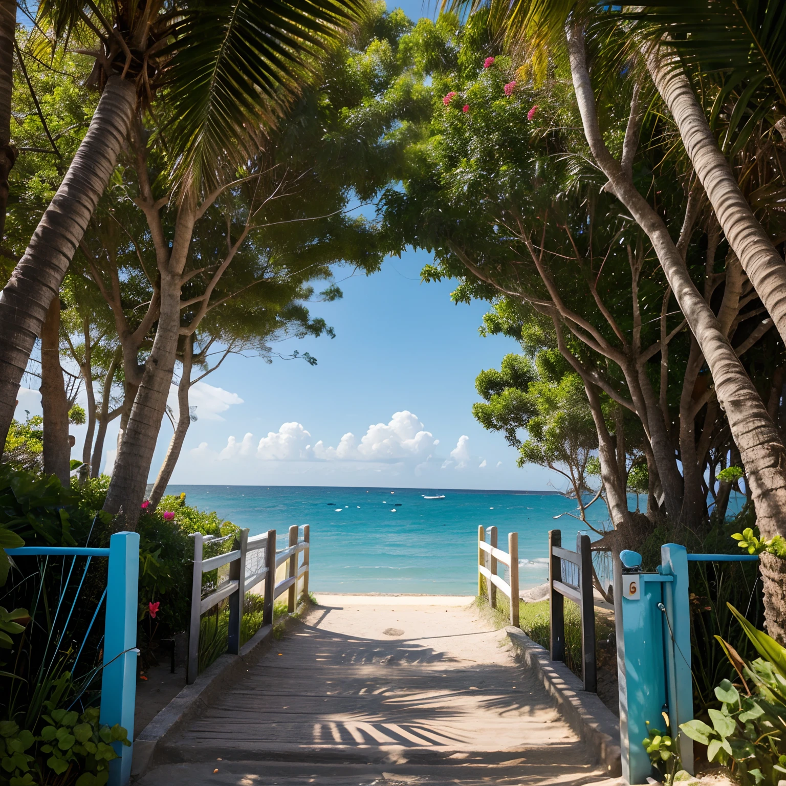 Passage to the beach,vibrant,colourful,