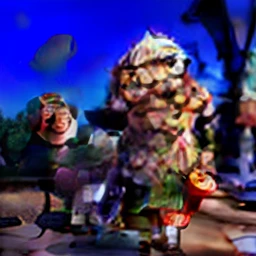 masterpiece, best quality, an old woman with glasses and a scarf on, wearing a purple coat and green scarf, standing at the park