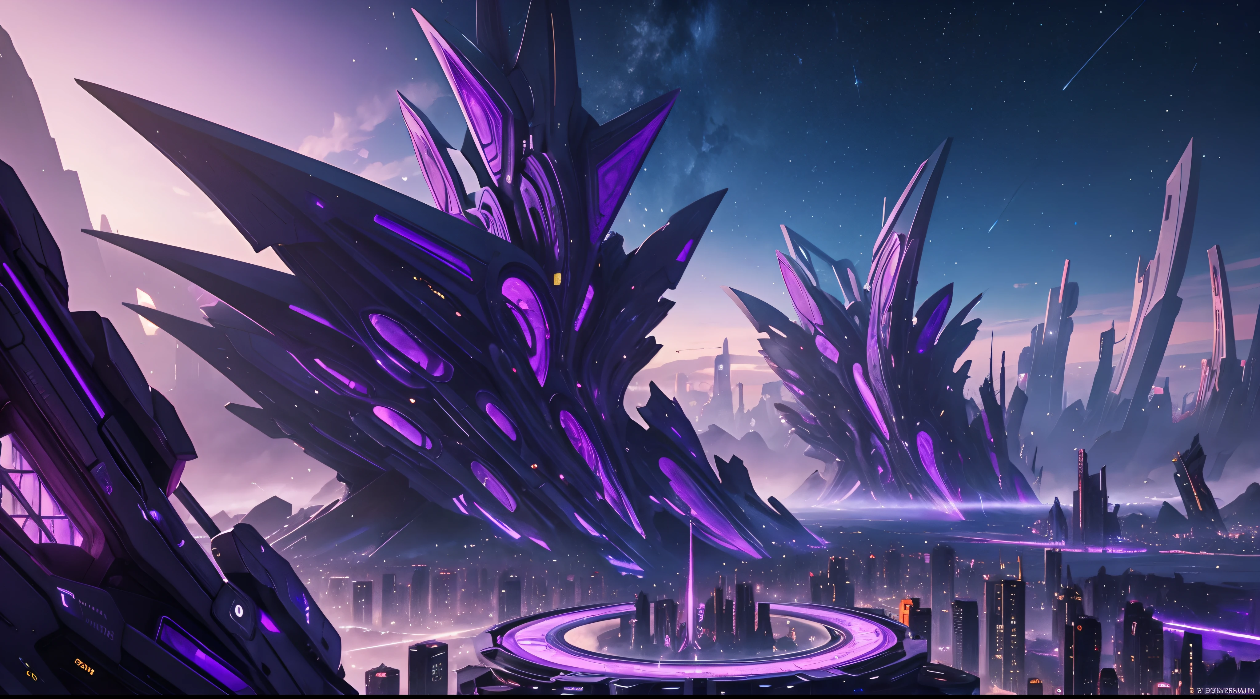 a epic beautiful sugilite futuristic city