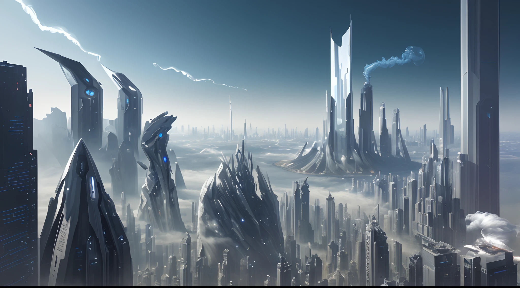 a epic beautiful smoke quartz futuristic city