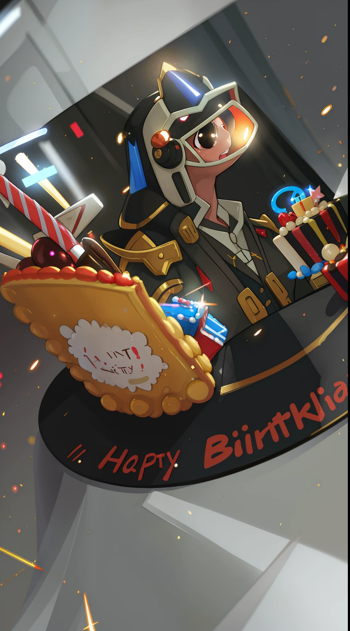 (best quality, high quality:1.3), hires, masterpiece, highly detailed, cg, reflections, ray tracing, lens flare, cinematic lighting, cinematic bloom, rule of three, vanishing point, bokeh, intricate details, birthday cake