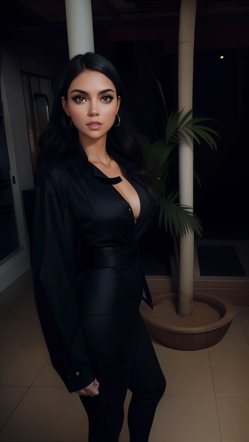 Sexy Woman Cat Brown Eyes Medium Hair Straight Black Body Set With Whip