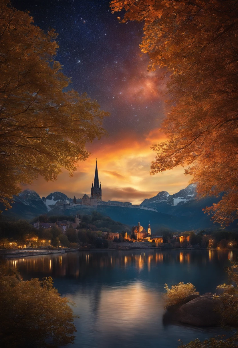 Ville avec des gratte-ciel, starry night