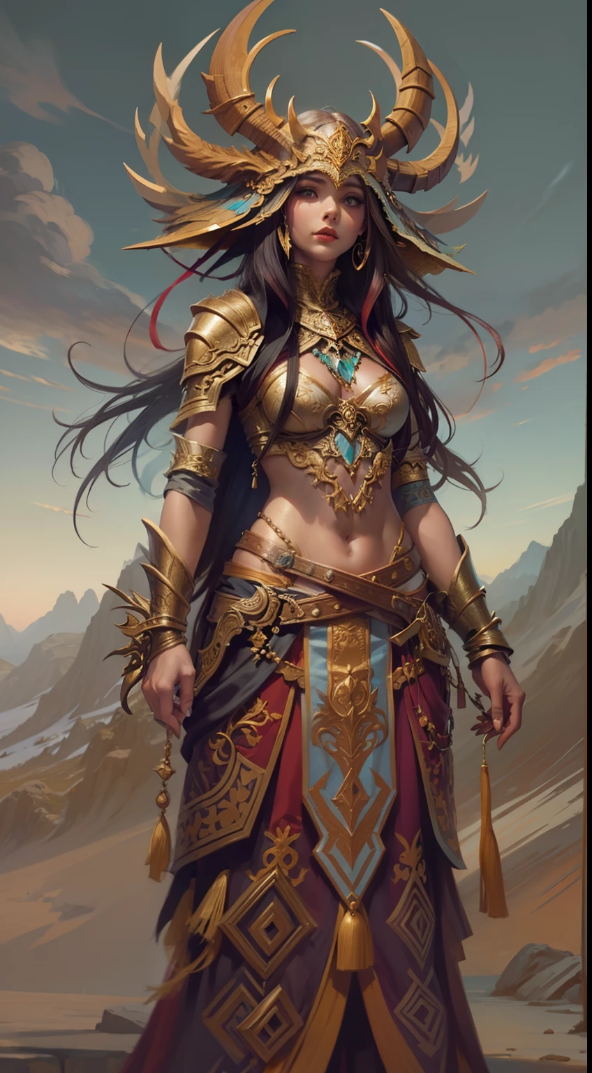 Beautiful woman in insanely intricate Ashari Druid Outfit