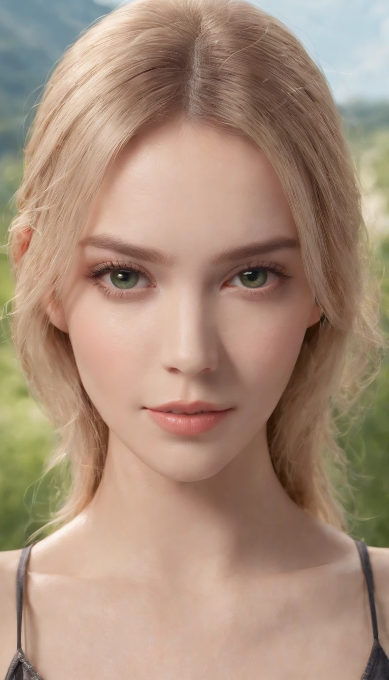 (masutepiece, Best Quality:1.4), (Standing:1.4), (Full body:1.2), In the green field, Claire Claymore, grey eyes, armor, body suit, Blonde hair , Sexy smile, 1girl in, Beautiful face, (Highly detailed face), Highly detailed eyes, highly detailedskin, Skin pores, Subsurface scattering, Realistic pupils, medium breasts, Full face blush, Full lips, Detailed background, depth of fields, Volumetric lighting, Sharp Focus, absurderes, Realistic proportions, Good anatomy, (Realistic, hyper realisitic:1.4), 16K HDR,