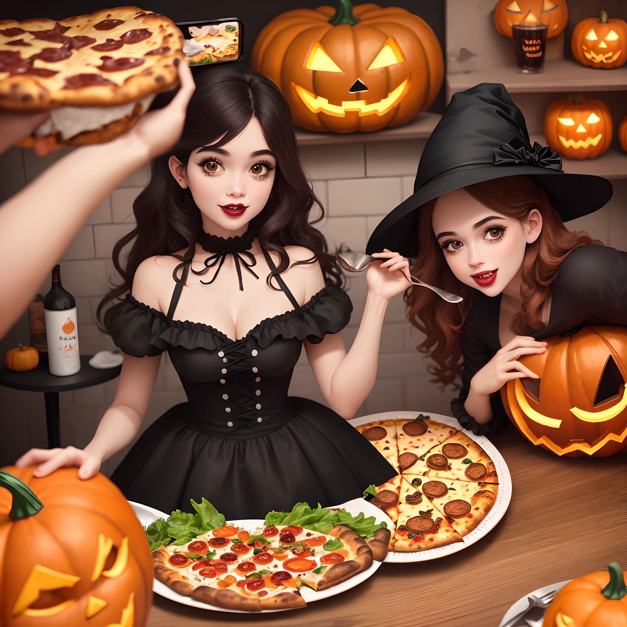 Criar um post para Feed do Instagram para divulgar a uma pizzaria, com tema de Halloween
