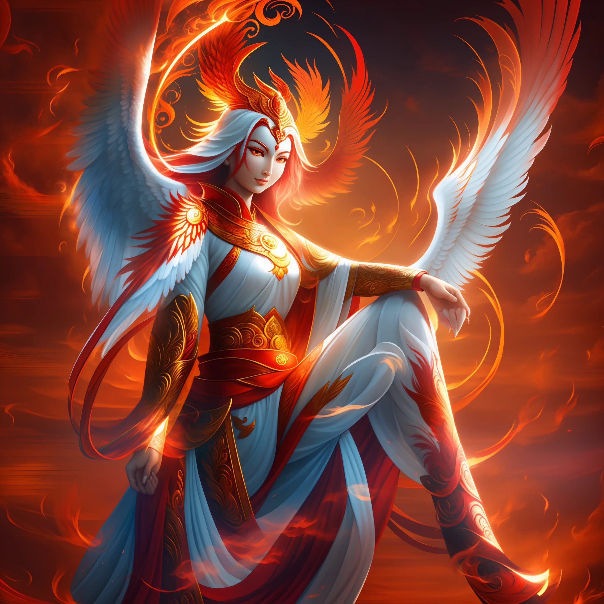 The red phoenix, a symbol of auspiciousness and peace, is also the embodiment of loyalty and chastity, or the embodiment of bravery and wisdom, driving the red flame endlessly