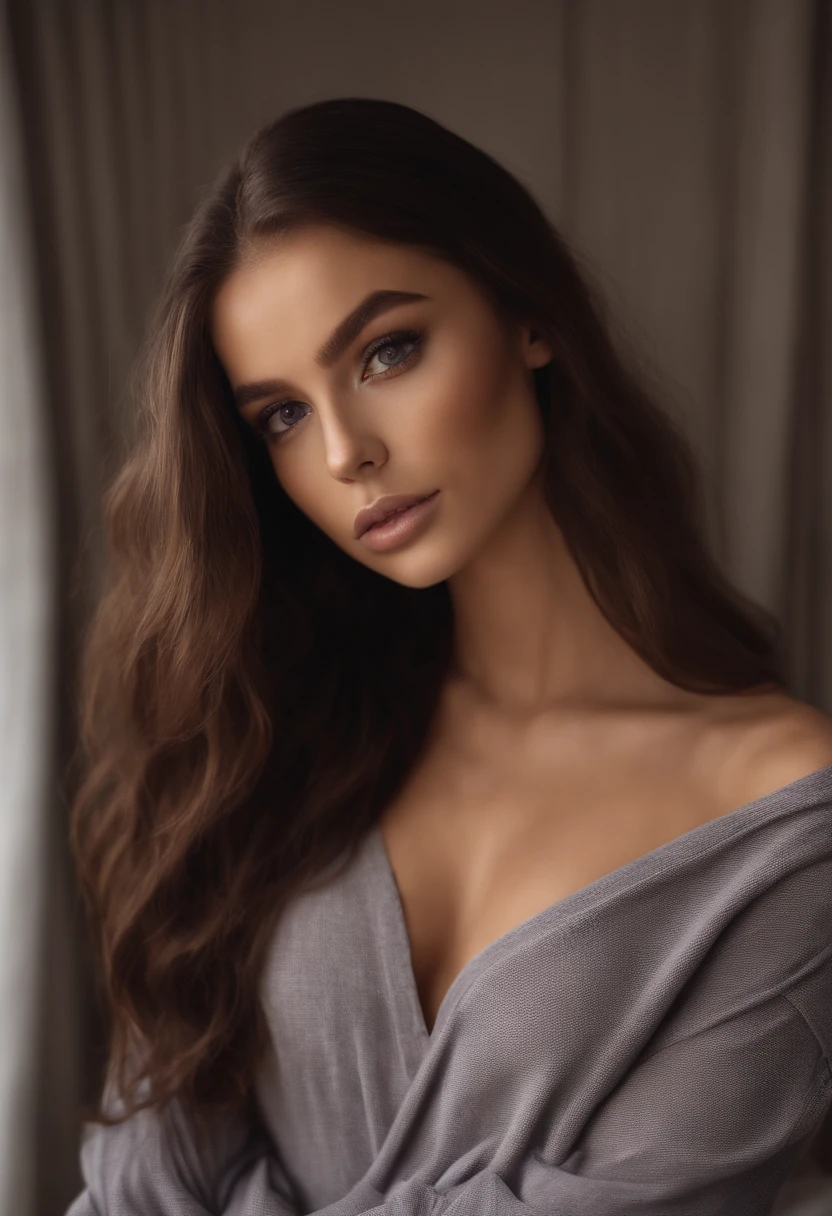 17 year old woman with black clothes black pantyhose, fille sexy aux yeux bruns, Portrait Sophie Mudd, cheveux bruns et grands yeux, selfie of a young woman, Yeux de chambre, Violet Myers, sans maquillage, maquillage naturel, looking straight at camera, Visage avec Artgram, Maquillage subtil, Superbe photo du corps entier, dans la chambre, clivage, full body shot