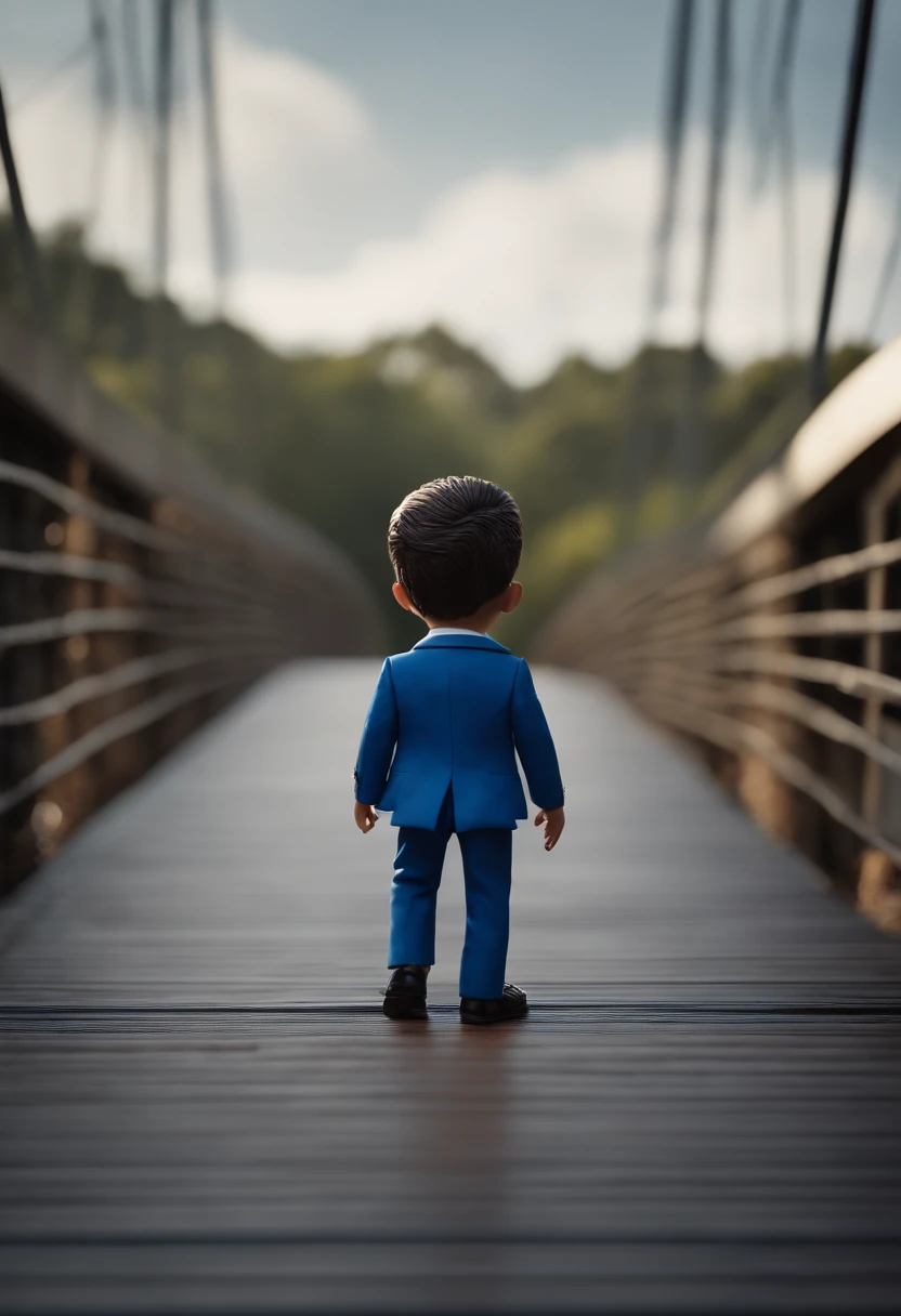 Prefeito Marcelo Roque, blazer azul sobre um ponte,estilo 3D, text not working for Disney Pixar