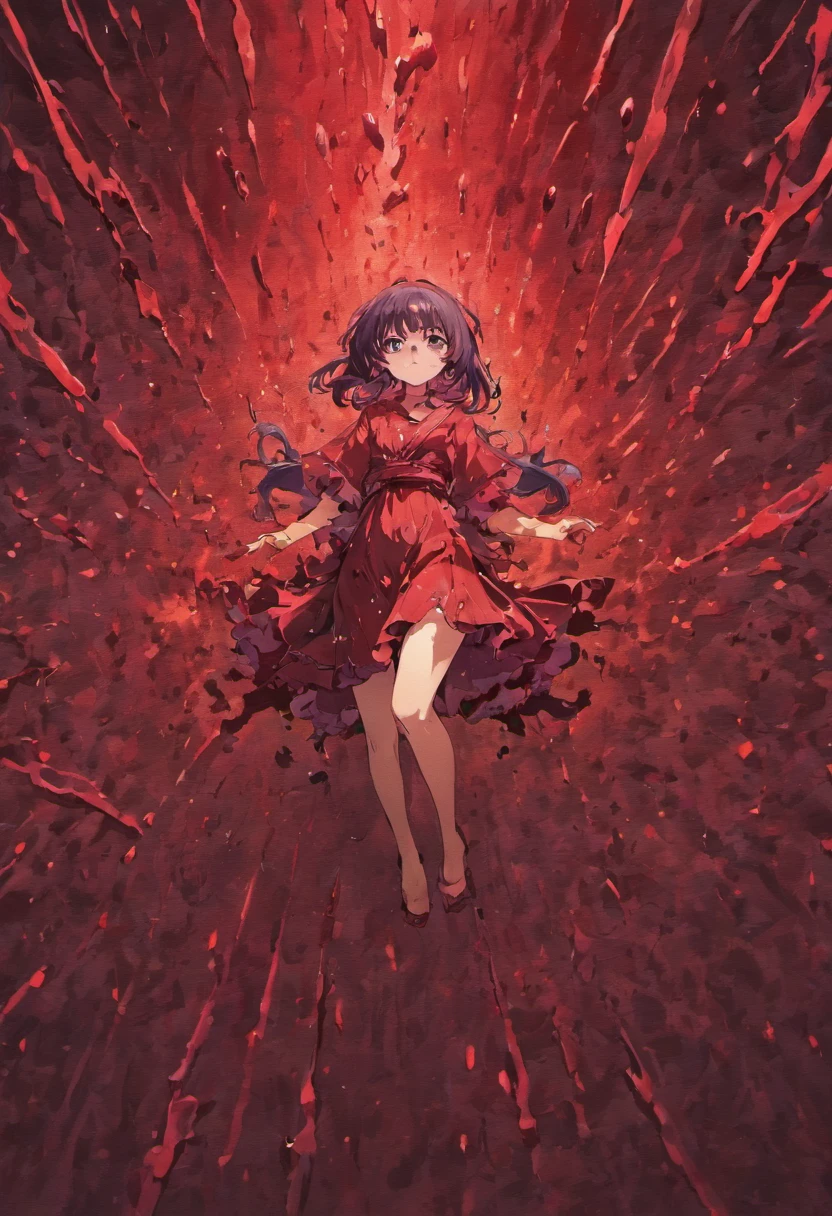 dead body、Blood everywhere、blood splashing、dark hue、Red hue、
