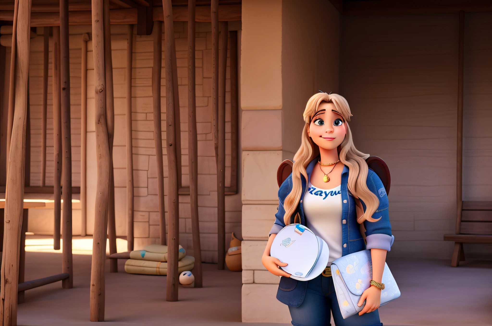 Uma mulher loira estilo disney pixar, melhor qualidade, alta qualidade